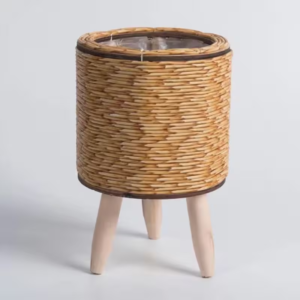 Rattan Woven Planter with Tripod Legs