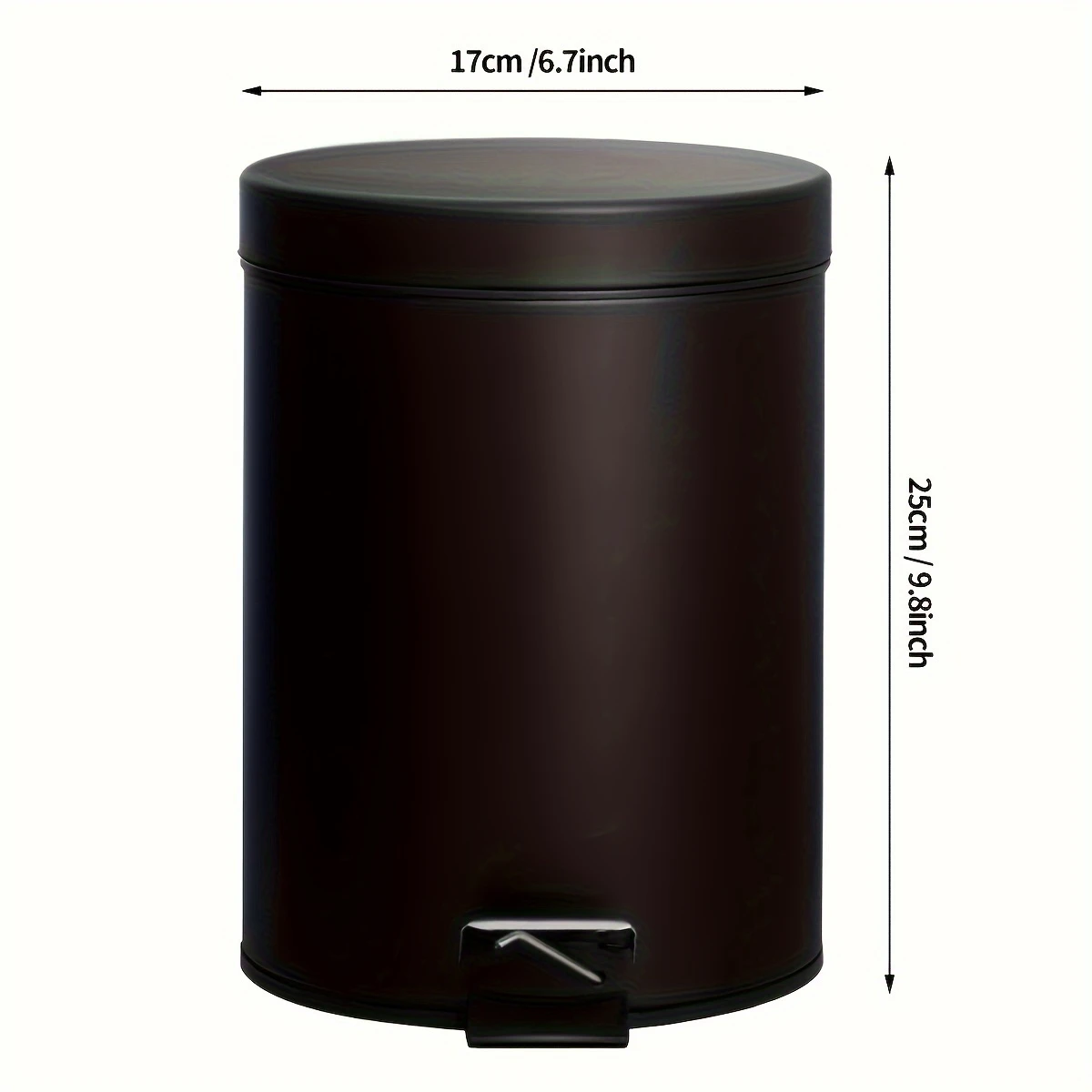 3L Matte Black Metal Trash Can - Image 4