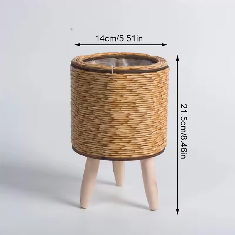 Rattan Woven Planter with Tripod Legs - Image 2