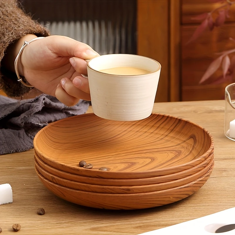 Wood Grain Color Dinner Plates Set - Image 3