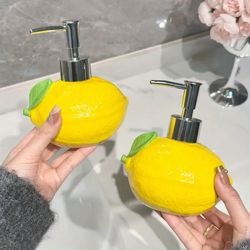 Lemon-Shaped Ceramic Lotion Bottle - Image 2