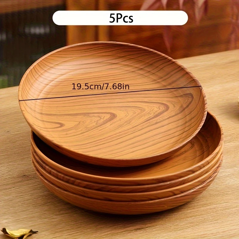 Wood Grain Color Dinner Plates Set - Image 4