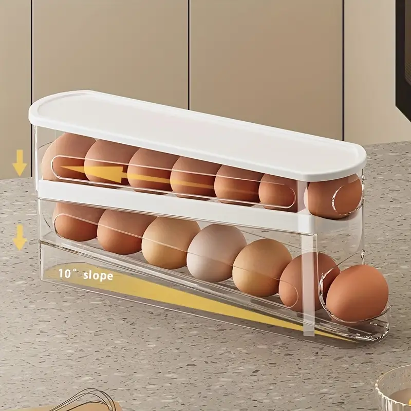 12-14 Eggs Automatic Double-Layer Sliding Egg Storage Container - Image 2