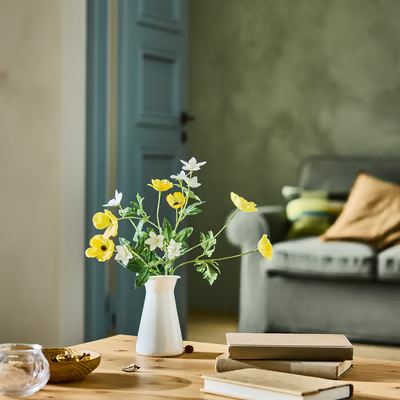Artificial Ranunculus Flower, Yellow - Image 2